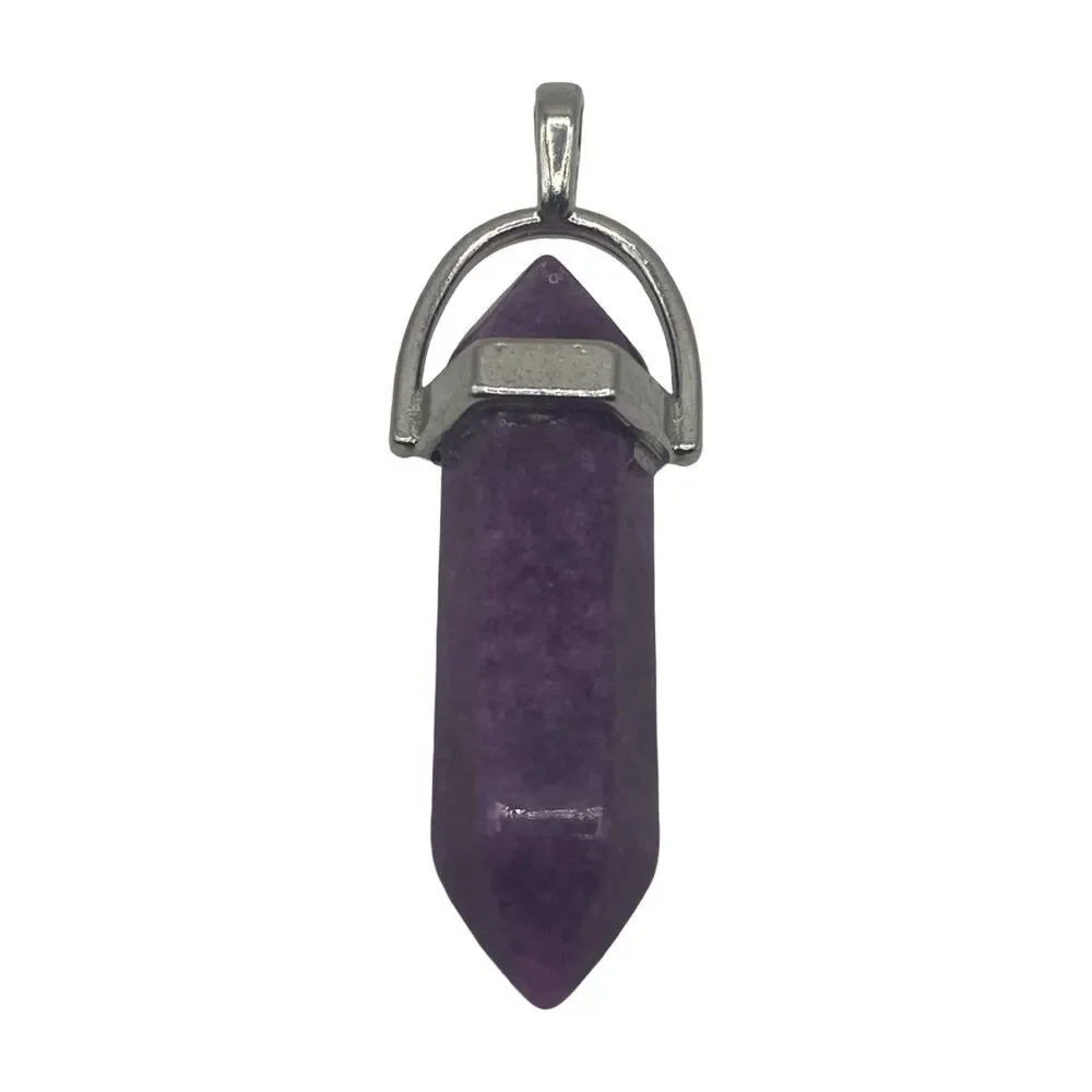 Purple Crystal Healing Pencil Pendant 1 3/4